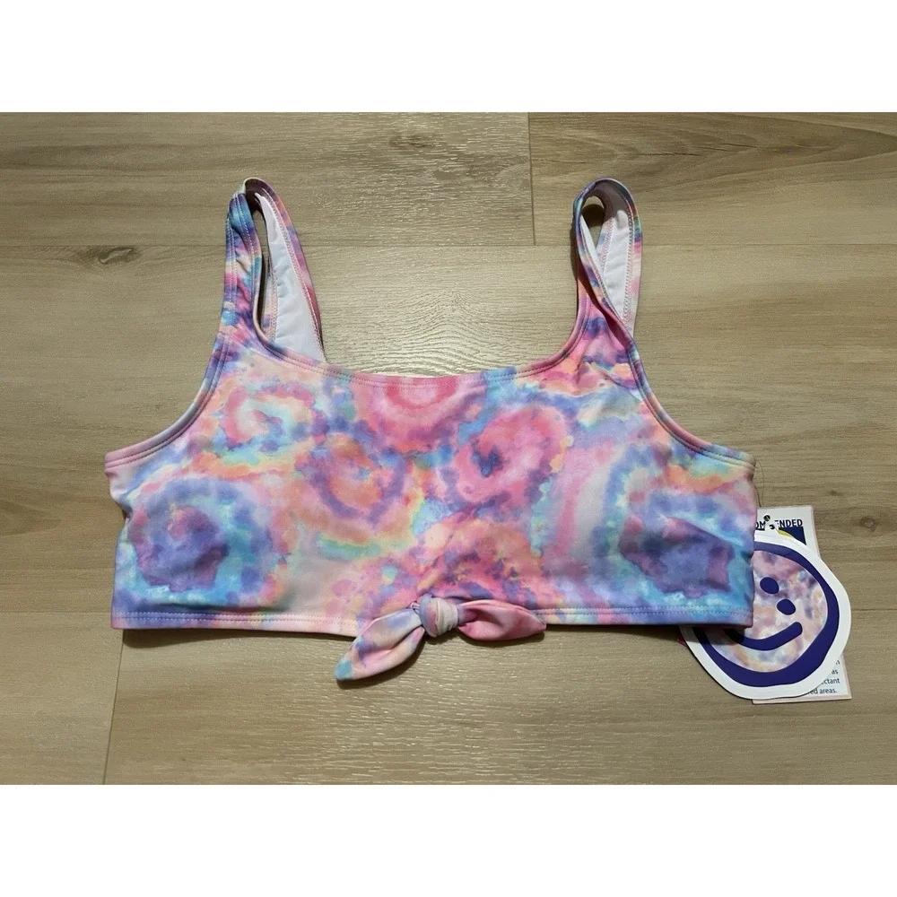 Andy & Evan Swimsuit Girls Size Large‎ Top Pink Tie Dye New Swim Knot Detail